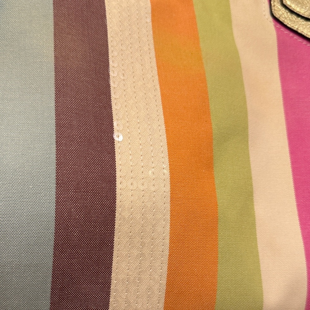 Coach Poppy Multicolor Striped Tote Bag with Gold Accents - Picture 7 of 16
